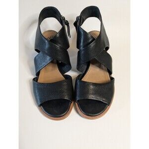 Sofft Camille Black Leather Sandals Womens Sz 9 Wrap Crisscross Comfort Zip Back